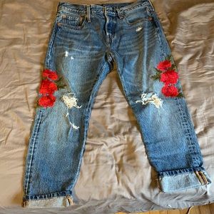Levi’s rose embroidered denim jeans